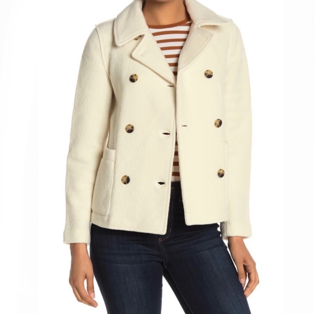 J.Crew Ivory Italian Boiled Wool Double Breasted Coat Size 4